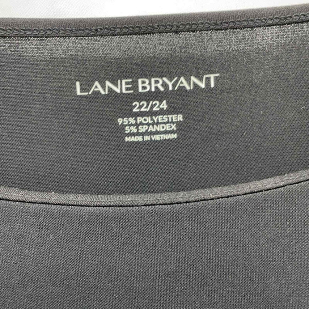 Lane Bryant Twist Front Top Women 22/24 Black Sh Sleeve Ruched Boat Neck Blouse - Picture 6 of 7